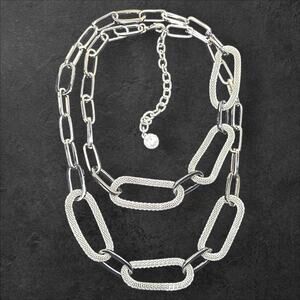 Graziano RJG Silverton Paper Clip Chain Station Necklace 36"-40"‎